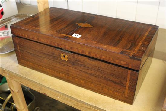 Victorian rosewood writing slope